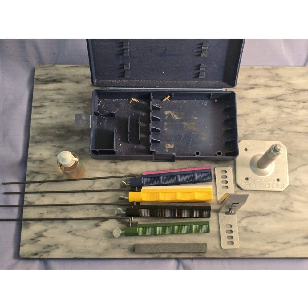 Lansky Deluxe 5-Stone Sharpener System Case Oil LM007 Pedestal Mount Precision